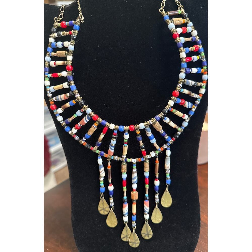 Handmade Bohemian Choker Style Beaded Statement Necklace - Picture 4 of 4